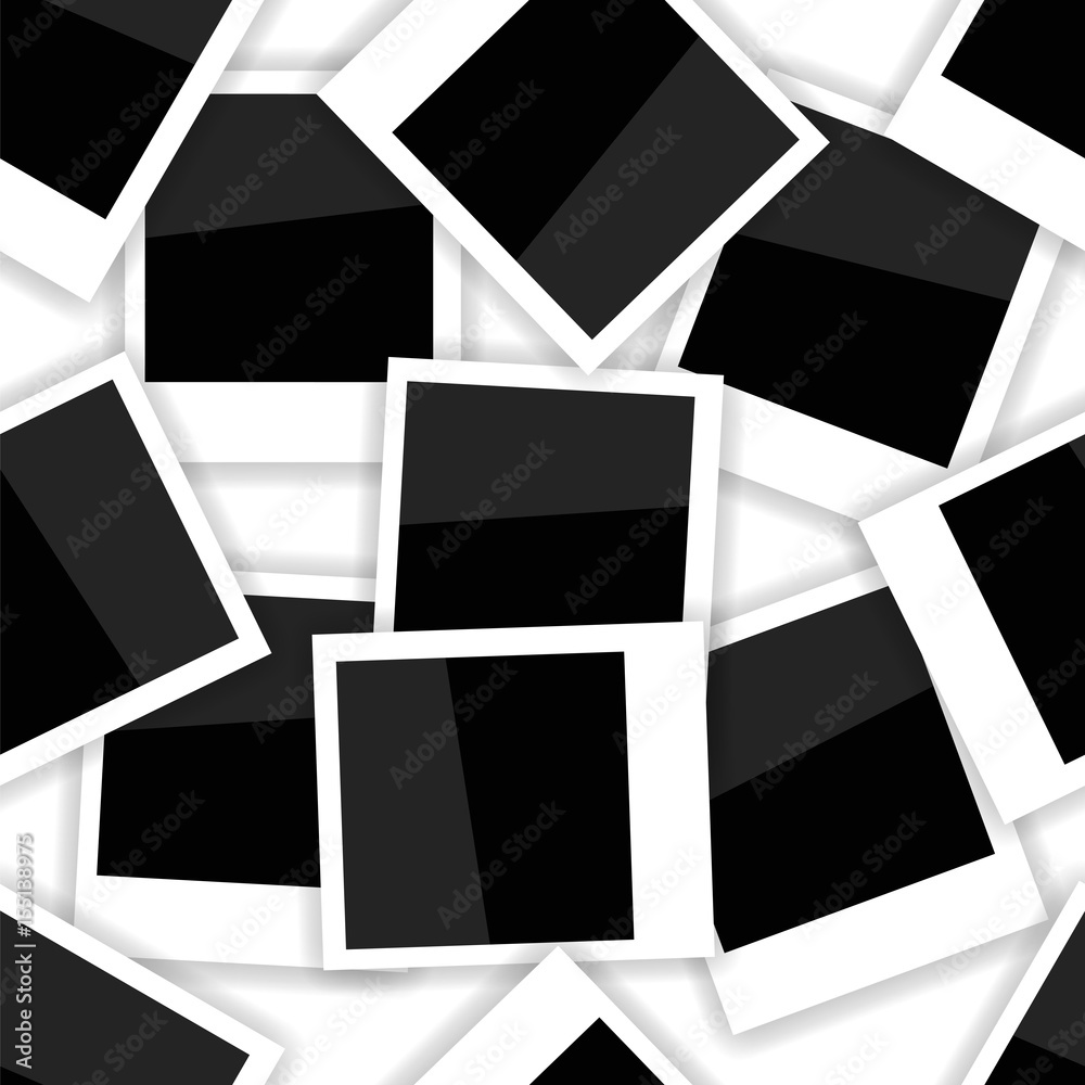 Photo Frame Seamless Pattern on White. Photo Album Background. - obrazy, fototapety, plakaty 