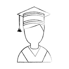 student graduated with hat avatar character vector illustration design