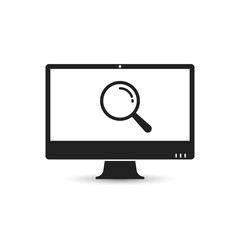 Poster - Search on computer vector icon with magnifier symbol on screen.