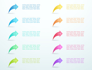 Poster - Number Bullet Point 3d Standing Arrows 1 to 10 Vector
