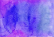 Background in blue and violet painted in watercolor by hand on wet textured paper
