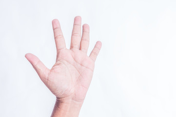 man hand on white background