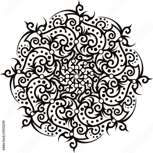 Zdjęcie XXL Zarys mandali dla kolorowanka. Ozdobny okrągły ornament