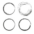 © ravennka - Set of 4 isolated grunge frames, black circles round border in different chalk styles
