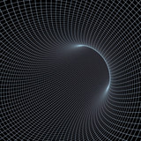 Fototapeta Perspektywa 3d - 3d illustration, 3d render, Abstract black background, green blue neon lines twist into a spiral