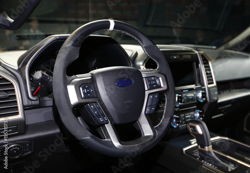 View Of The Interior Of A Ford Raptor Pickup Truck As It Is