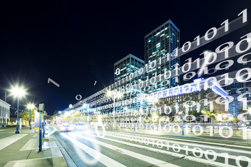 Wall Mural - intelligence traffic on road at night