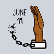 hand up with chain to celebrate freedom