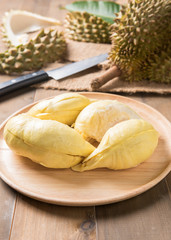 Wall Mural - fresh durian on wood dish, king of fruit