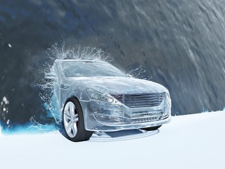 Wall Mural - Auto under water.