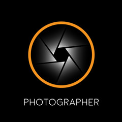 Wall Mural - Abstract vector sign photographer, diaphragm on black background