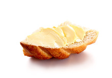 Butter On Bread Isolated White Background 