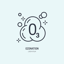 Ozon Molecule Flat Line Icon. Vector Sign Of Clothes Ozonation In Dry Cleaning Services.