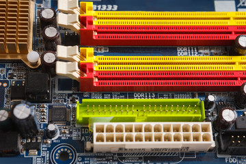 Aufkleber - Computer motherboard components close up