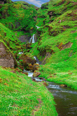 Poster - The waterfall and mountains