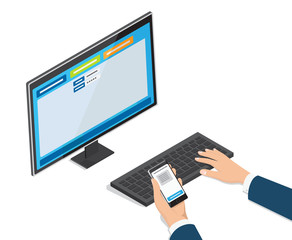 Aufkleber - payment through online banking website on monitor