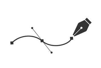 Aufkleber - Pen tool. Vector computer graphics. The curve control points.