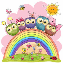 Five Owls On The Rainbow