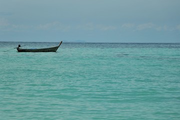 Lonely boat on sea 