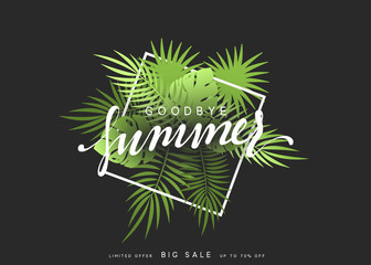 Wall Mural - goodbye summer banner tropical background. summer season vector illustration.