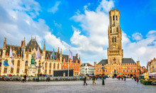 Market Square (Markt) Provincial Government In Bruges, Belgium.