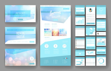 website design template and interface elements