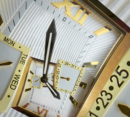 Wall Mural - moderm golden watch clock abstract fractal spiral. watch clock unusual abstract texture fractal patt