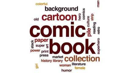 Wall Mural - Comic book animated word cloud, text design animation.