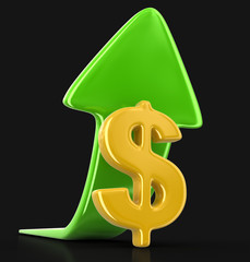Poster - Dollar sign with arrow up. Image with clipping path