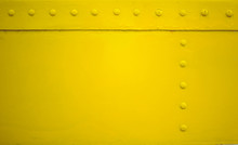 Yellow Metal Plate With Rivet For Grunge Or Abstract Background.