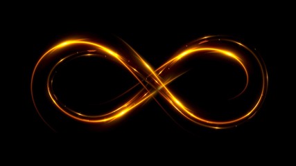 Wall Mural - lighting 3d infinity symbol. beautiful glowing signs..sparkling rings. swirl icon on black backgroun