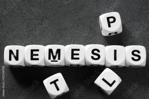 Fotografía word nemesis on toy cubes