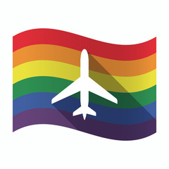 Sticker - Isolated Gay Pride flag with a plane