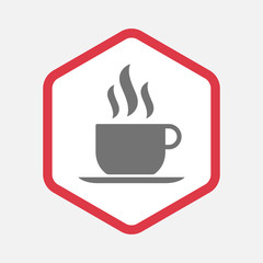 Sticker - Isolated hexagon with a cup of coffee