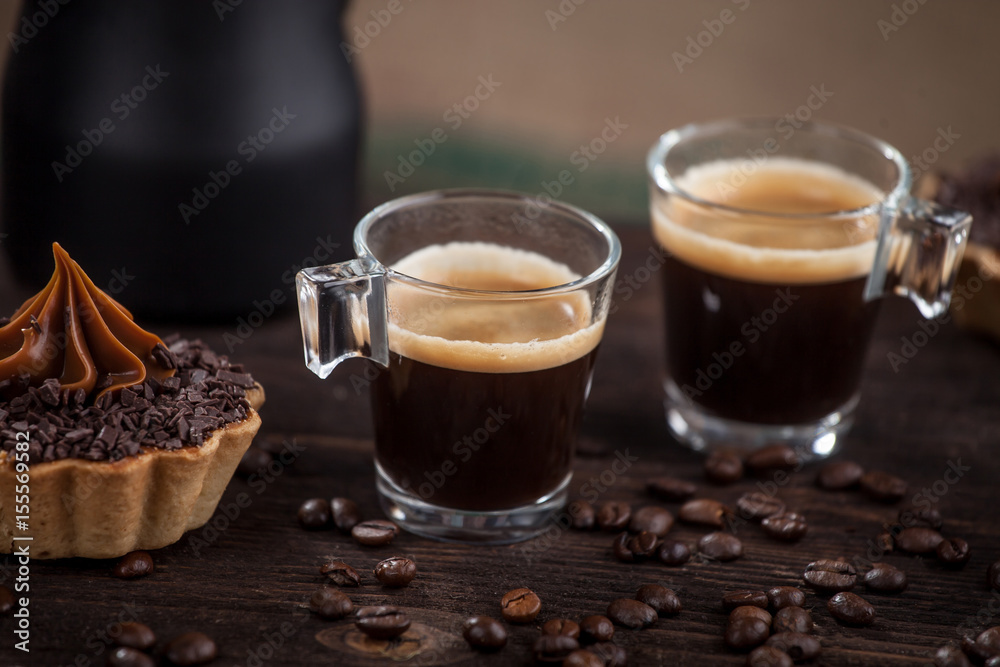 Aromatyczna kawa z ciasteczkiem  - obrazy, fototapety, plakaty 