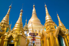 Golden Shwedagon Temple Is The Main Buddhist Stupa In Yangon, Myanmar.