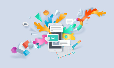Poster - creative concept banner. vector illustration for mobile services and solutions, apps, social media, 