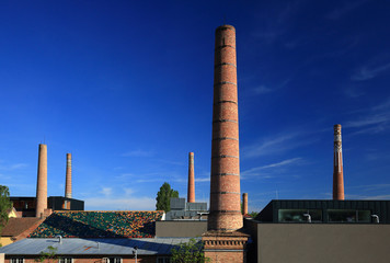 Chimneys of old ceramic factory Pecs, Hungary