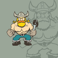 viking cartoon character. Vector Illustration.