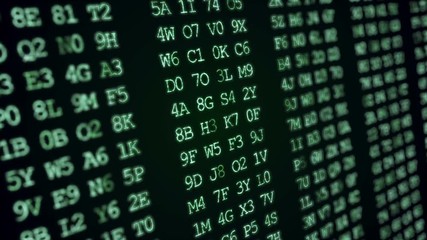 Poster - hexadecimal abstract green code running up a computer screen.