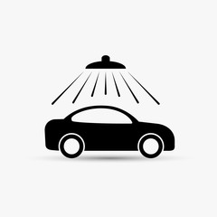 Poster - Car wash icon, black vector illustration.