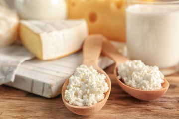 Sticker - Dairy products on table, closeup