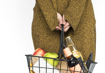 Poster - Woman Standing With Basket Concept