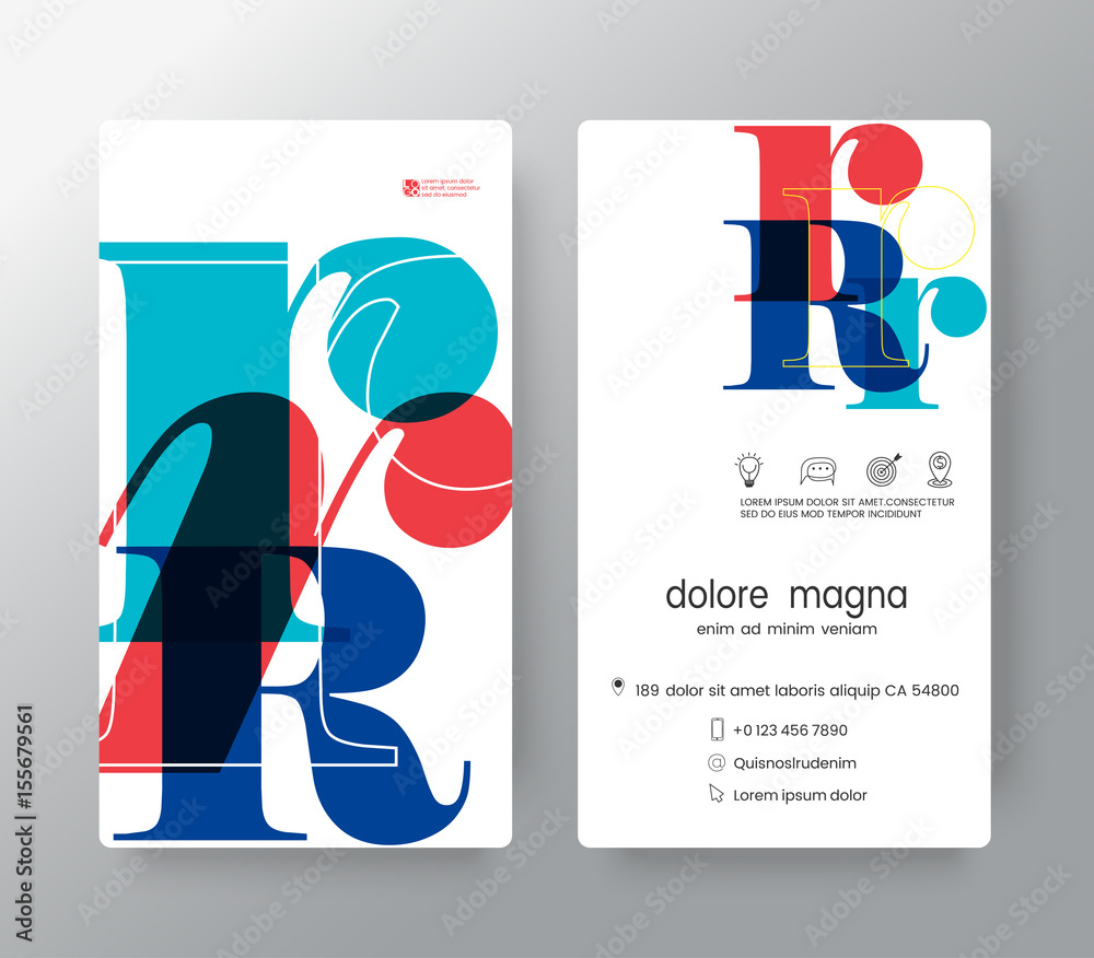 Logo number R business card design template. Vector graphic design ...
