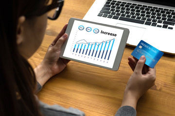 Poster - Sales Many charts and graphs Business Increase Revenue Shares Concept.