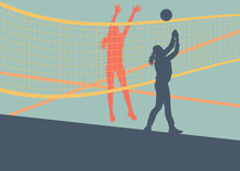 Volleyball Woman Player Abstract Vector Background