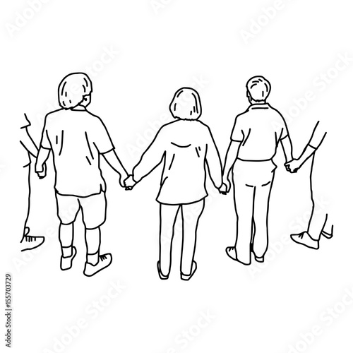 People Holding Hands Vector Illustration Sketch Hand Drawn With Black Lines Isolated On White Background Buy This Stock Vector And Explore Similar Vectors At Adobe Stock Adobe Stock