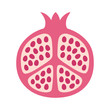 Pomegranate fruit cut in half flat vector color icon for food apps and websites