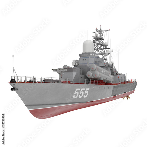 Plakat Missile Corvette z sowieckiej marynarki wojennej Nanuchka Project 1234 na białym. 3D ilustracji