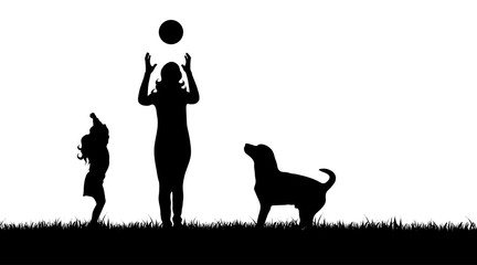 Wall Mural - Vector silhouette of family on white background.